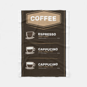 Coffee menu fleece blanket