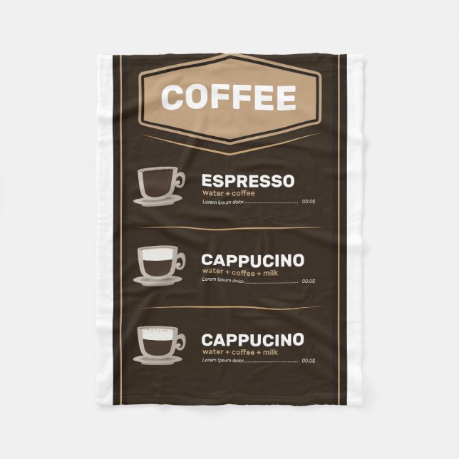 Coffee menu fleece blanket (Front)