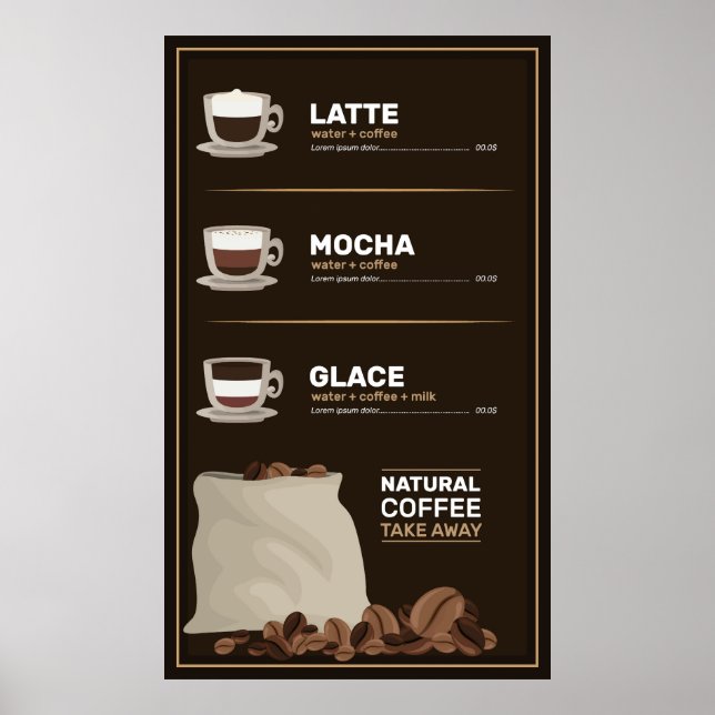 Coffee menu poster (Front)
