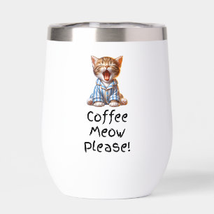 Coffee Meow Please! Cute Kitten Yawning Mug Insul