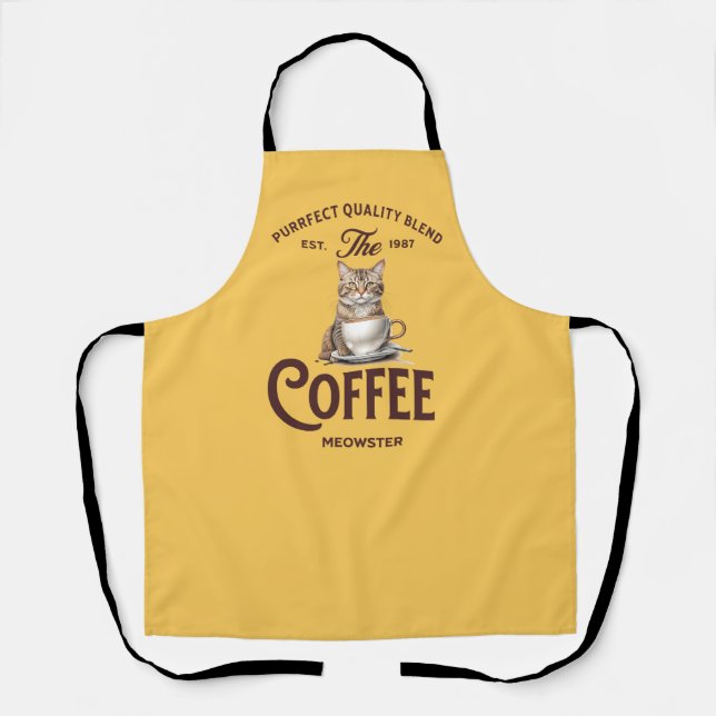Coffee Meowster: Funny Cat Lover Gift, Pawsitively Apron (Front)