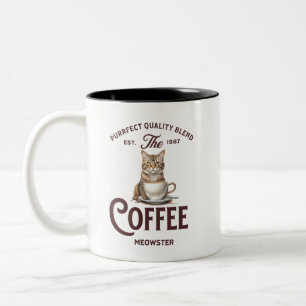 Coffee Meowster: Funny Cat Lover Gift, Pawsitively Two-Tone Coffee Mug