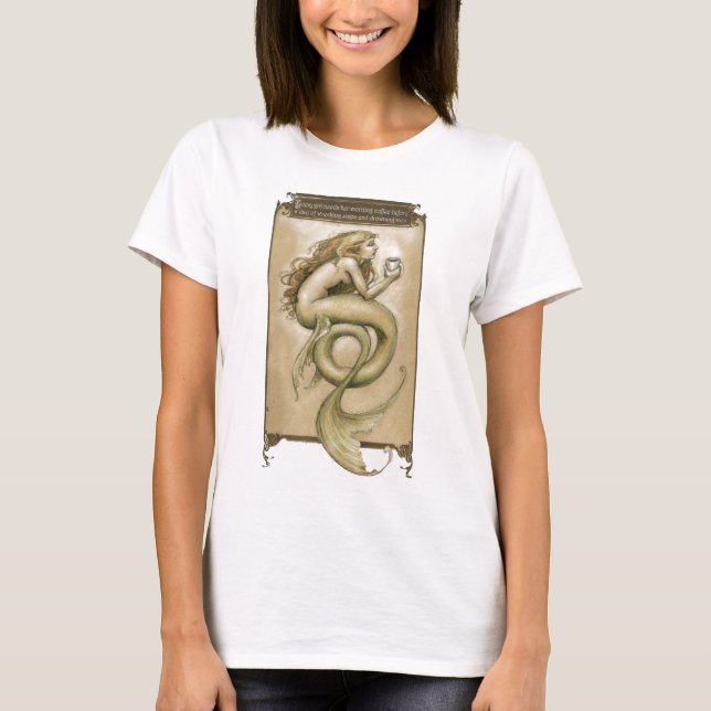 Coffee Mermaid teshirt T-Shirt (Front)