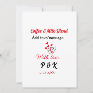 Coffee & milk blend love couple coffee red heart n invitation