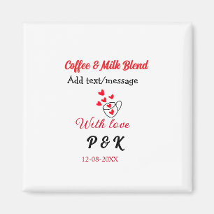 Coffee & milk blend love couple coffee red heart n magnet