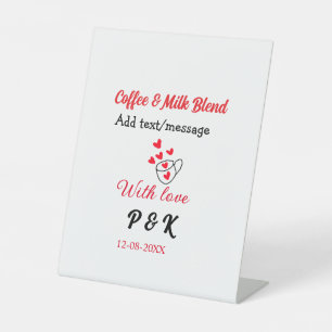 Coffee & milk blend love couple coffee red heart n pedestal sign