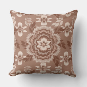 Coffee & Milk Colour Flower Pattern Cushion