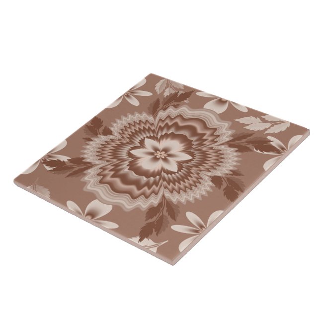 Coffee & Milk Colour Flower Pattern Tile (Side)