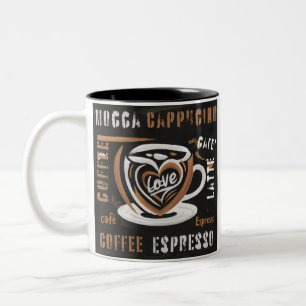Coffee Mocca Cappucino Esspreso Cafe'Latte Two-Tone Coffee Mug