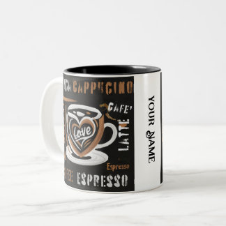 Coffee Mocca Cappucino Esspreso Cafe'Latte Two-Tone Coffee Mug