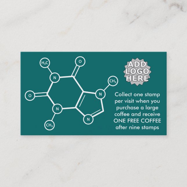 coffee molecule (colour customisable) loyalty card (Front)