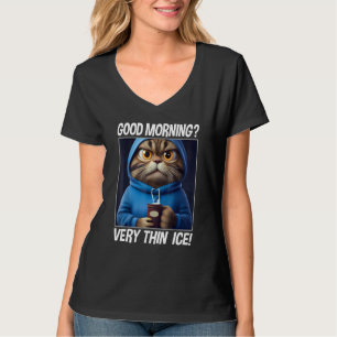 Coffee Morning Grumpy Employee Saying Cat T-Shirt