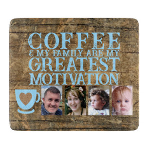 Coffee motivation 4 photo brown blue glass cutting board