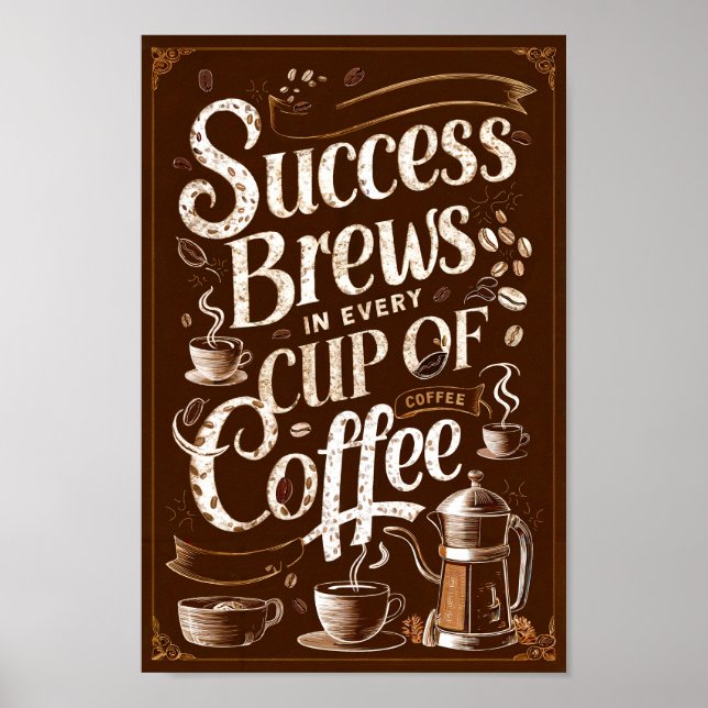 Coffee Motivational Quotes of Success and Creative Poster (Front)