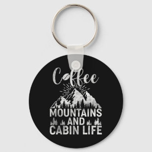Coffee Mountains Cabin Life Outdoor Camping Key Ring