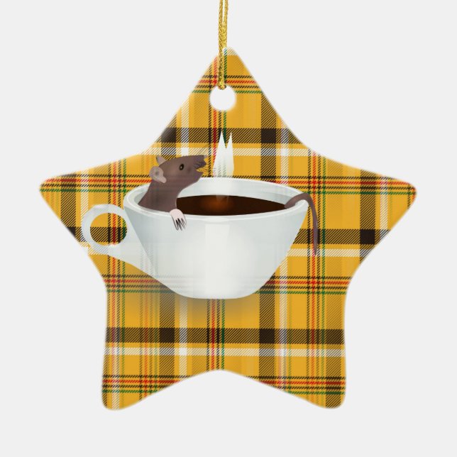 coffee mouse ceramic tree decoration (Front)