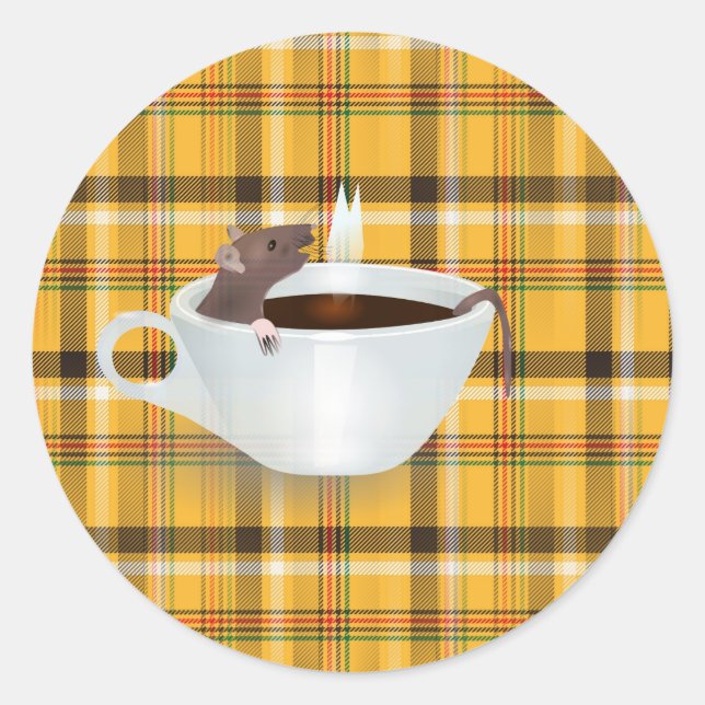 coffee mouse classic round sticker (Front)