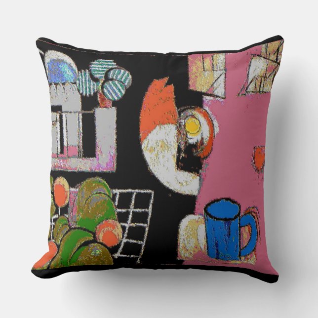 Coffee Mug Abstract Throw Pillow (Front)