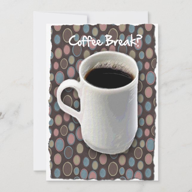 Coffee Mug and Ovals Coffee Break Invitation (Front)