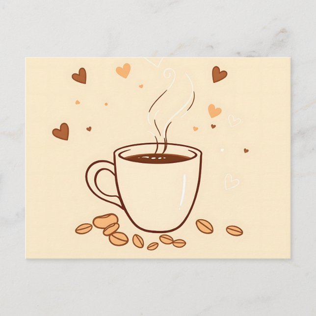 Coffee Mug and Steam in Doodle Style Postcard (Front)