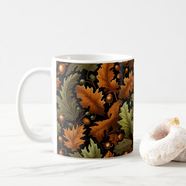 Coffee Mug Autumn Leaves (With Donut)
