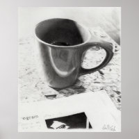 Coffee Mug Black and White Pencil Drawing