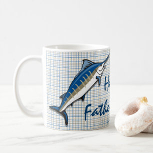 Coffee Mug - Blue Marlin on Plaid