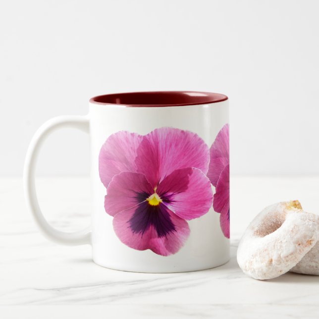 Coffee Mug - Dark Pink Pansy (With Donut)