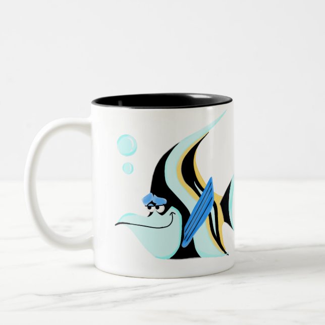 Coffee mug featuring a clear and serene angel fish (Left)