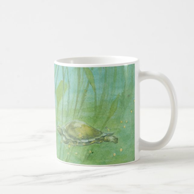 Coffee mug for the nature lover, "turtle swimming" (Right)