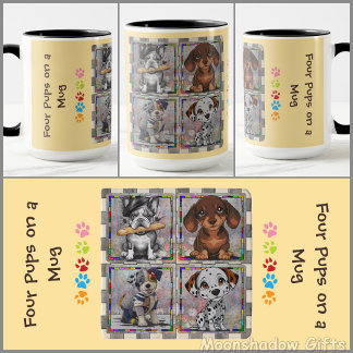 COFFEE MUG - Four Puppies on a Mug