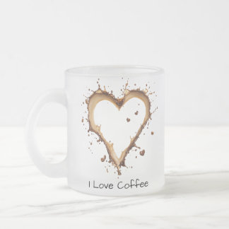 Coffee Mug, Heart Coffee Design, I Love Coffee Mug