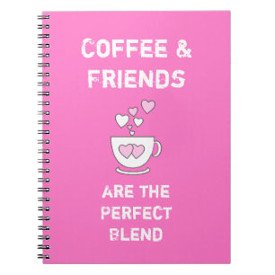 Coffee mug hot pink spiral notebook