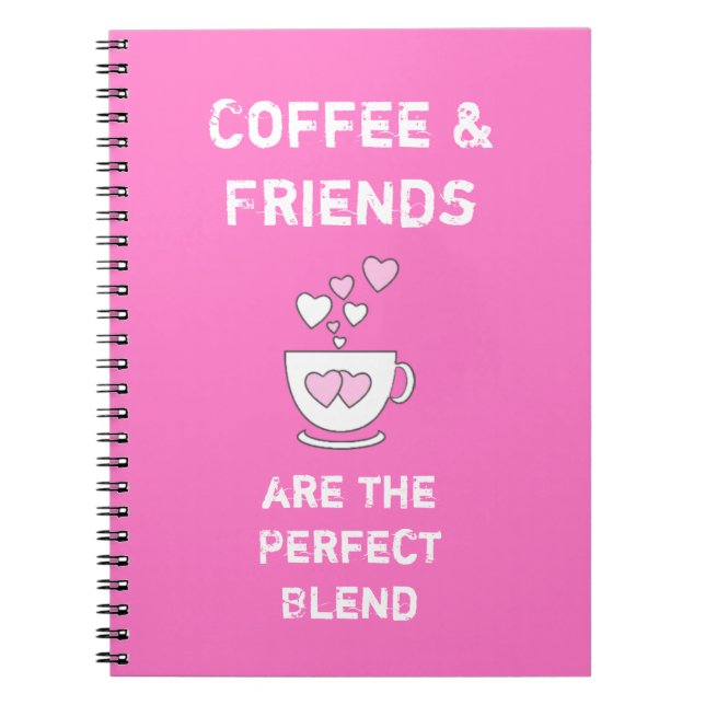 Coffee mug hot pink spiral notebook (Front)