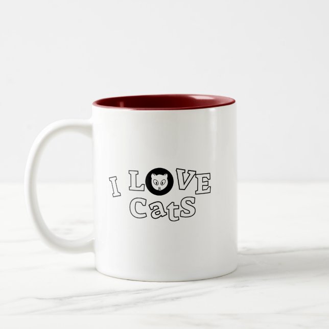 Coffee Mug I Love Cats design (Left)