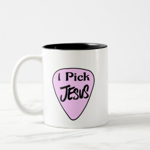 Coffee Mug " I Pick Jesus" Pink Guitar Pick