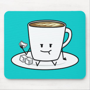 Coffee mug latte coffee eating sugar cubes cream mouse pad