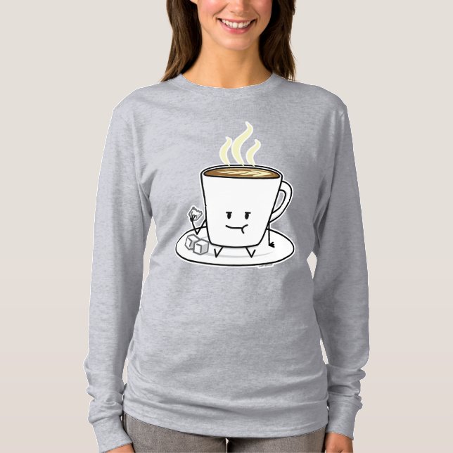 Coffee mug latte coffee eating sugar cubes cream T-Shirt (Front)