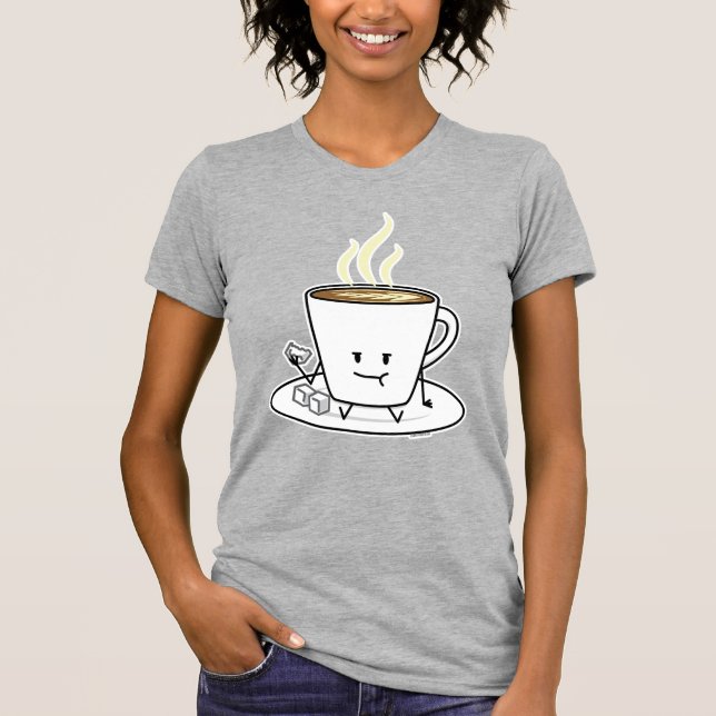 Coffee mug latte coffee eating sugar cubes cream T-Shirt (Front)