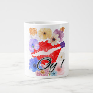 coffee mug: lips and flowers large coffee mug