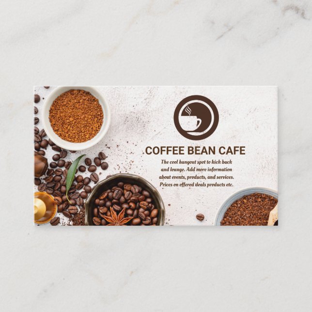 Coffee Mug Logo | Coffee Beans Business Card (Front)