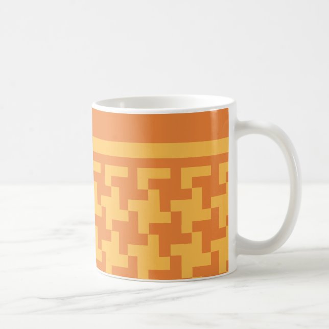 Coffee Mug, Orange Dogstooth Check Mug (Right)