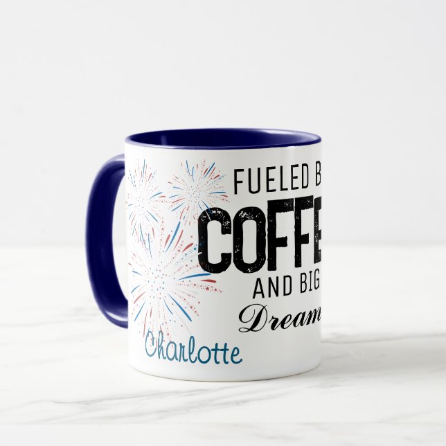Coffee Mug Patriotic 4th of July Custom Name  (Front Left)