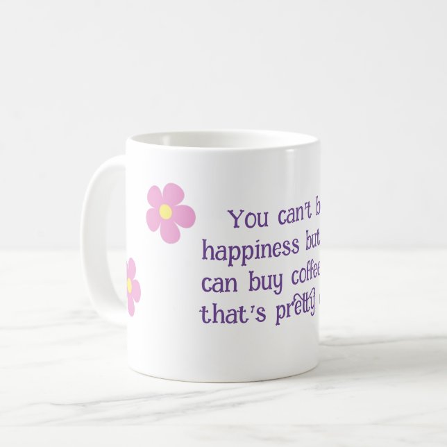 Coffee mug, pink , floral  coffee mug (Front Left)