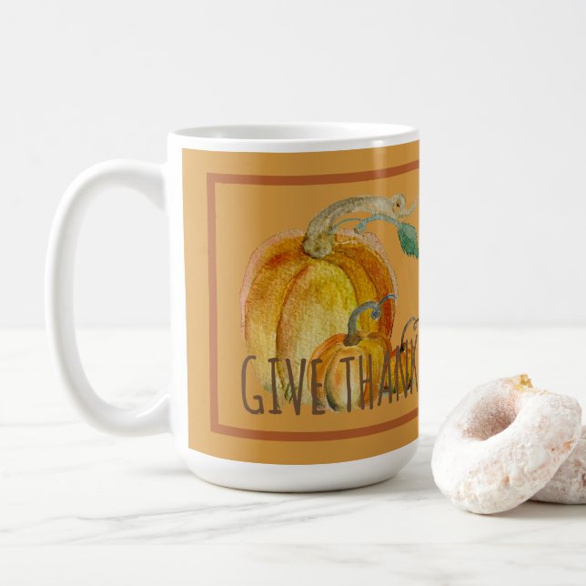 Coffee Mug: Pumpkin Harvest Blessing Mug (With Donut)