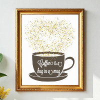 Coffee Mug Quote Art Brown White Humour