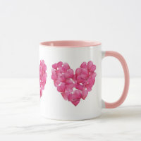 Coffee mug. Rose petal heart design ceramic mug.