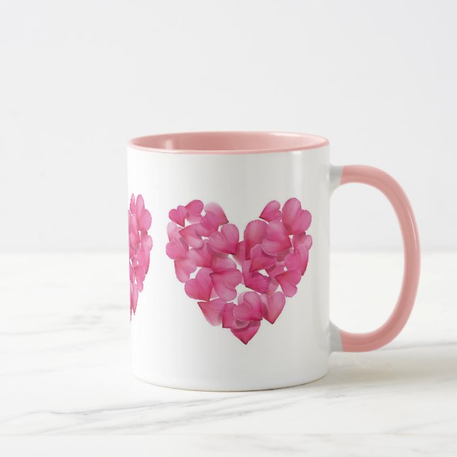 Coffee mug. Rose petal heart design ceramic mug. Mug (Right)