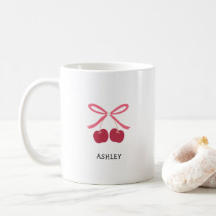 Coffee Mug Sweet Cherry Bow Cute Illustration