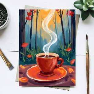 Coffee Mug Watercolor Painting Postcard